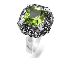 Кольцо из серебра марказит, султанит, SL-AGA135