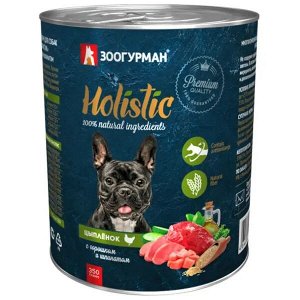 Влажный корм для собак Зоогурман Holistic Паштет с цыпленком, горохом и шпинатом 350 г