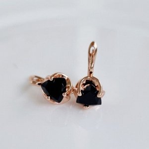 Серьги с черным камнем, покрытие позолота 585 пробы, арт.212.059
