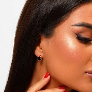 Серьги с черным камнем, покрытие позолота 585 пробы, арт.212.059
