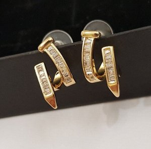 Серьги "Эксклюзив" с цирконом, золотой цвет, 12300, арт.606.122