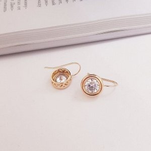 Серьги  " " ювелирная бижутерия с камнем, цвет камня: белый, покрытие: позолота, арт. 748.265
