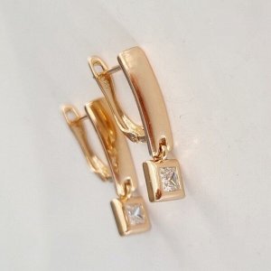 Серьги висячие коллекция "" покрытие позолота, вставка: фианиты, цвет: прозрачный, Е, арт.001.848