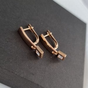 Серьги висячие коллекция "" покрытие позолота, вставка: фианиты, цвет: прозрачный, Е, арт.001.848