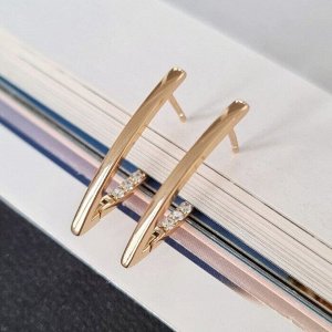 Серьги галочки коллекция "" , покрытие: позолота, вставка: фианиты, S00113147, арт.001.649