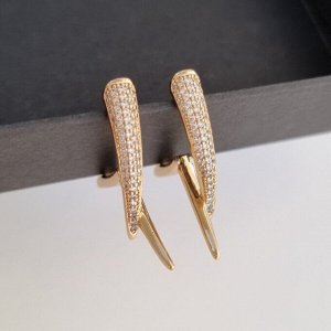 Серьги галочки коллекция "" покрытие позолота, вставка: фианиты, цвет: прозрачный, S00102300, арт.001.847
