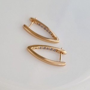 Серьги галочки коллекция "" покрытие позолота, вставка: фианиты, цвет: прозрачный, Х000445190, арт.001.846