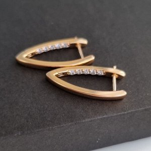 Серьги галочки коллекция "" покрытие позолота, вставка: фианиты, цвет: прозрачный, Х000445190, арт.001.846