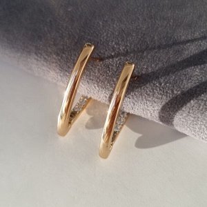 Серьги галочки коллекция "" покрытие позолота, вставка: фианиты, цвет: прозрачный, Х000445190, арт.001.846