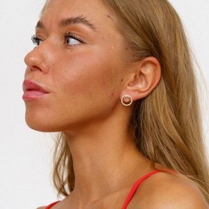 Серьги геометрия круглые коллекция "" покрытие позолота, вставка: фианиты, 1078, арт.101.005