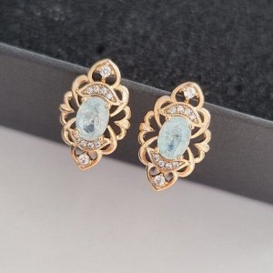 Серьги коллекция "" , покрытие: позолота, вставка: фианиты, цвет: прозрачный и голубой, Х000032339, арт.001.659