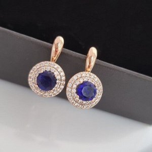 Серьги коллекция "" , покрытие: позолота, вставка: фианиты, цвет: синий и прозрачный переливающийся, Х000862367, арт.001.652