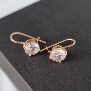 zlatto Серьги коллекция &quot;&quot; , покрытие: позолота, вставка: циркон, цвет: прозрачный переливающийся, Х000790715, арт.001.654