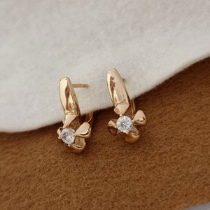 Серьги коллекция "" покрытие позолота 18К, вставка: фианит, цвет: прозрачный, арт.101.041