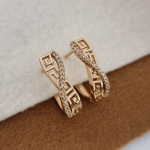 Серьги коллекция "" покрытие позолота 18К, вставка: цирконы, цвет: прозрачный, арт.101.040