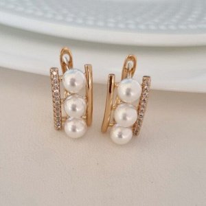 Серьги коллекция "" покрытие позолота, вставка: искусственный жемчуг и фианиты, 1066,  арт.101.025