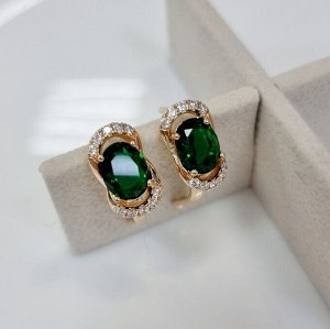 Серьги коллекция "" покрытие позолота, вставка: камень зеленый, 103/6,8, арт.01.1608