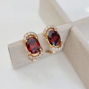 Серьги коллекция "" покрытие позолота, вставка: камень красный, 103/6,8, арт.01.1609
