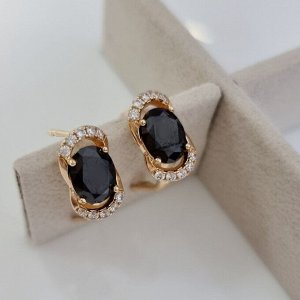 Серьги коллекция "" покрытие позолота, вставка: камень черный, 103/6,8, арт.01.1610