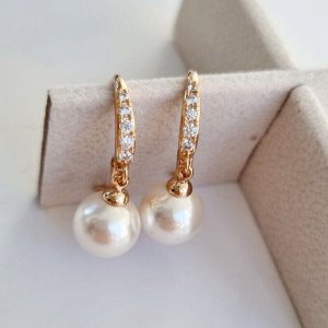 Серьги коллекция "" покрытие позолота, вставка: фианиты и жемчуг, S00022822, арт.001.856