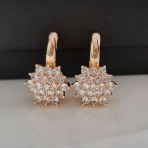 Серьги ювелирная бижутерия коллекция Дубай, покрытие позолота, цвет камня: белый прозрачный,4412380, арт.214.277