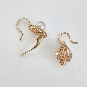 Серьги коллекция "" покрытие позолота, вставка: фианиты и иск.жемчуг, 64, арт.01.1600