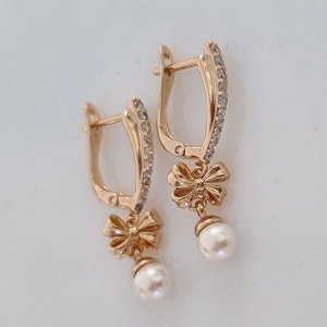 Серьги коллекция "" покрытие позолота, вставка: фианиты и исск.жемчуг, Х000692239, арт.001.663