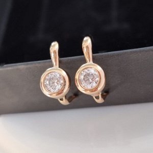 Серьги коллекция "" покрытие позолота, вставка: фианиты, цвет: прозрачный, Х000795038, арт.001.849