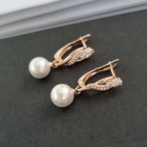 Серьги коллекция "" покрытие позолота, с иск. жемчугом,27181, арт.947.508