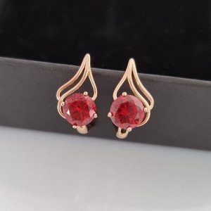 Серьги коллекция "" покрытие: позолота, вставка: фианиты, цвет: красный, Х000837212, арт.001.635