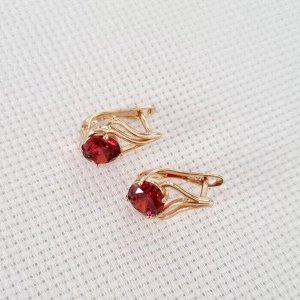 Серьги коллекция "" покрытие: позолота, вставка: фианиты, цвет: красный, Х000837212, арт.001.635