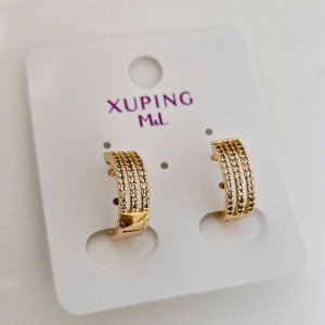 Серьги кольца дорожка коллекция "" покрытие позолота, вставка: фианиты, арт.101.089