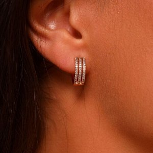 Серьги кольца дорожка коллекция "" покрытие позолота, вставка: фианиты, арт.101.089