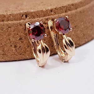Серьги ювелирная бижутерия, позолота,  с красными цирконами, арт. 01.1543