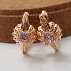 Серьги  коллекция "Дубай" покрытие позолота, 60312, розовый камень, арт. 447.634