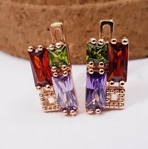 Серьги  коллекция "Дубай" покрытие позолота, разноцветные камни, 128, арт.647.401