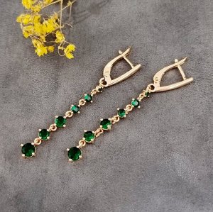 Серьги висячие позолота с фианитами, коллеция "Дубай", арт. 847.678