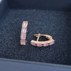 Серьги дорожки, ювелирная бижутерия, коллекция "Дубай", покрытие: позолота, цвет камней: розовый, 23145, арт. 947.231