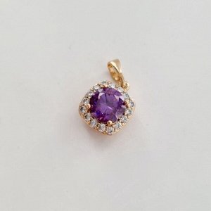 Кулон , покрытие позолота, вставка: камень фиолетовый, арт.001.885