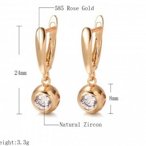 Серьги висячие, покрытие позолота 585 пробы,H0099, арт.212.012