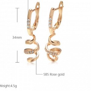 Серьги висячие, покрытие позолота 585 пробы,H0710, арт.314.855