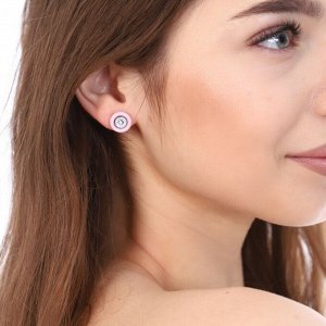 Серьги гвоздики "Керамика", покрытие: посеребрение, цвет: розовый, цвет камня: белый, 89169, арт. 847.639