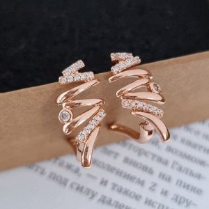 Серьги завитки с фианитами, покрытие позолота 585 пробы, арт.212.065