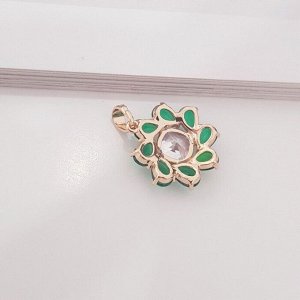 Кулон цветок "", покрытие позолота, вставка: камень зеленый, фианиты, Х000709584,арт.001.427