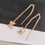 Серьги продевки бабочки коллекция Дубайское золото, покрытие позолота, 022, арт.214.517
