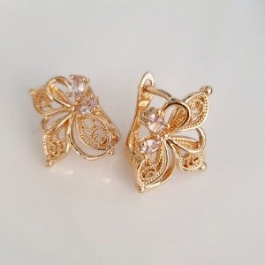 Серьги цветы коллекция "Дубай" покрытие позолота, вставка: фианиты, 5, арт.217.045