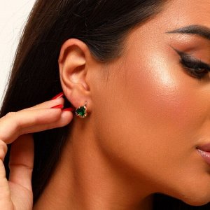 Серьги с зеленым камнем, покрытие позолота 585 пробы, арт.212.060