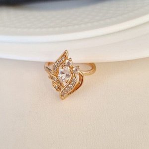 Кольцо цветок коллекция "" покрытие позолота, вставка: фианиты, 1082, арт.101.031-16