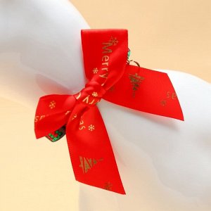 Ошейник для кошек новогодний с бантом и подвесом «Шарики», 30x1 см, капрон, зелёный