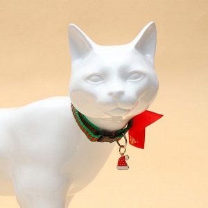 Ошейник для кошек новогодний с бантом и подвесом «Шарики», 30x1 см, капрон, зелёный